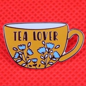 Tea Lover Flowers Tea Cup enamel lapel pin brooch